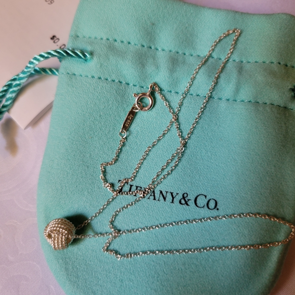 Tiffany & Co. Authentic Retired Twist Knot Necklace Sterling Silver with Pouch